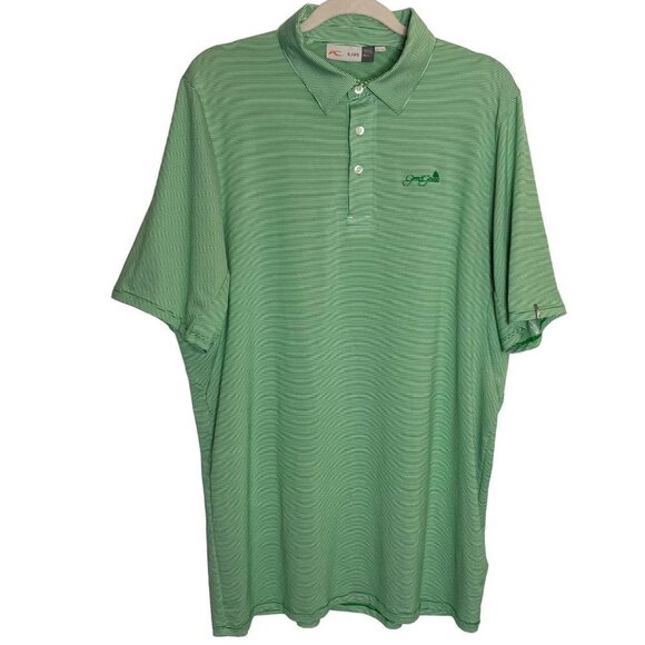 KJUS Polo‎ Shirt Mens L Performance Geometric Striped UPF 50+ Green Golf - Picture 4 of 9